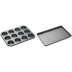 영국직배송 MasterClass 12-Hole 비스틱 컵케이크 트레이/베이킹 팬 35 x 27cm &amp; KitchenCraft 마스터 클래스 대형 비스