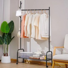 Zuge 이동식 1단 수납 스탠드행거 60cm, 블랙