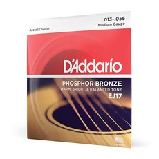 D'Addario 기타 스트링 인청동 어쿠스틱 EJ16 5P 풍부한 풀 토널 스펙트럼 6 기타용 12 53 라이트 5팩 미국 410126, Medium, 13-56, 1팩, 1개