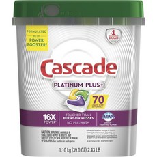 캐스케이드 플래티넘 플러스 식기세척기 팟 식기세제 액션팩 식기팟 신선 52 카운트 Cascade (미국 배송)