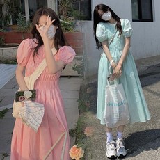 캉캉 스커트 봄여름 임부복 임산부 원피스 만삭촬영 출근룩 간절기 데일리룩 하객룩 미디 롱드레스, 그린, 1개
