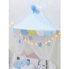 강아지 옷 행거 펫가구 원목 수납 선반 거치대, 1.3m 파란색 모기장 + 따뜻한 백색광, 1개