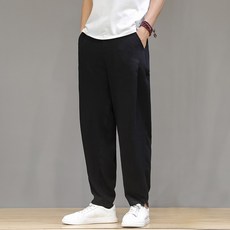 남자린넨바지 린넨바지 자남 여름시즌 얇은타입 야마 캐주얼 긴바지 단색 코디하기쉬운 차이나스타일 루즈핏 일자핏 9부바지 유행