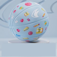 FANSYLI 키즈농구 5호 남녀공용 고무공 프린트 농구공 W11N27, 블루, 1개
