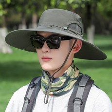 사파리 낚시모자 남성 선캡 썬캡 여름 안면보호대 썬바이져 벙거지 챙이넓은모자 숄