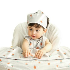 babyclo 兒童防水無袖拉鍊式飯衣, 胡蘿蔔款, 60x83公分, 灰色胡蘿蔔款, 1件