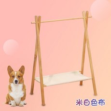 우드렌턴걸이 감성 캠핑용품 폴대 걸이 스탠드 원목 폴대선반 랜턴 거치대 홀더, 원목 옷걸이개, 옷걸이(베이지색 천) 노 옷걸이