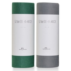 블루버킷 원데이 주방 설거지 1회용 데일리 롤 하루 한장 일회용 수세미, 1세트, 120개입, 그레이+딥그린