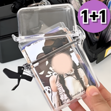 펴나나다 아크릴 포카 목걸이 케이스, 2개, 투명