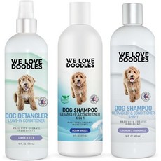 We Love Doodles Dog Detangler 2팩 샴푸 Lavender Ocean Breeze 강아지용 Leavein Conditioner Detangling 스프레이, 473ml