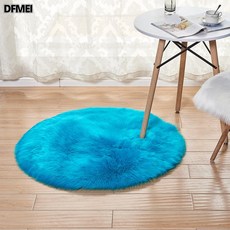 DFMEI 겨울 울라이크 아크릴 털이 빠지지 않는 원형 화이트 가정용 거실 침실 융단, 라운드-네이비, 100*100 cm