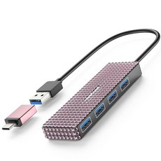 4포트 USB 허브 3.0 YaimhSound 스플리터 노트북 키보드 및 마우스 어댑터 델 아수스 HP 맥북 에어 서피스 프로 에이서 Xbox 플래시 드라이브, 분홍색