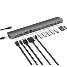 [해외] USB C 유형 C 허브 USB 3.0 HDMI RJ45 VGA MACBOOK PRO 용 에어 액세서리 독 분배기 멀티 13 포트 유형 C 허브 USBC, 은