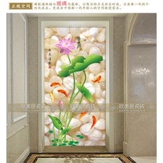 현관 통로 기함 심플 모즈 중국식 3D 조각 퍼즐 옥석 구어 연꽃, 부조 _복합 유리 / 10-10