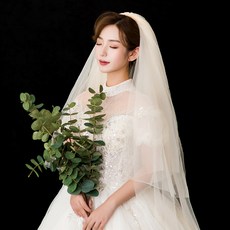 케이원(K-ONE)무역 사진 소품 신부 웨딩드레스 면사포 샴페인 숏 스윗 숲 결혼 헤어액세서리 인싸템 심플 캉캉 사