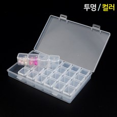 28칸 다용도 분리형 소품 보관 케이스 4칸씩 분리 비즈 보관 악세서리보관 DIY 소품 보관통 약 보관통, 색상, 투명