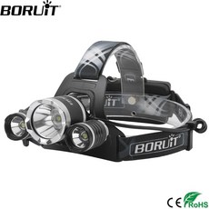Boruit RJ 3000plus XML T6 led 전조등 4 모드 충전식 헤드 라이트 10000 루멘 방수 헤드 토치 캠핑 사냥 손전등, 1개