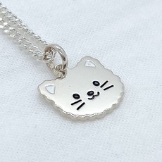 실버 몽실 고양이 은 미아방지 목걸이, 목걸이(볼체인+블랙각인), 1개