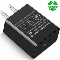 EVISTR 벽 충전기 2 팩 USB 벽 어댑터 최대 출력 5V 2A (전원 은행 휴대폰 카메라 음성 녹음기 MP3 플레이어 태블릿 및, 단일옵션, 단일옵션