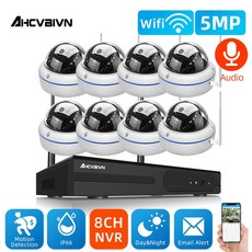 HD 5MP 무선 NVR 키트 가정용 와이파이 안전 카메라 폐쇄 텔레비전 카메라 시스템 실외 방수 무선 카메라 시스템 8CH, 없다, 미국 플러그, 8 카메라 8 채널 NVR, 1개