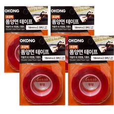 오공 초강력 폼양면테이프 투명 18mm x 2.5m, 4개