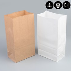 무지 종이봉지 빵봉투 치킨 분식 포장 미니쇼핑백 쇼핑백소 100개, 1개, 중 - 화이트