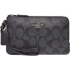 코치 COACH 시그니처 PVC 더블 코너 집 블랙 스모크/블랙 원 사이즈: 핸드백: