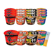 농심 큰컵 세트 (신라면 4개 + 새우탕 4개 + 튀김우동 4개 + 육개장큰사발 4개), 1세트