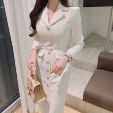 2025 NEW 가을 겨울 여성 긴팔 원피스 롱치마 하객룩 정장