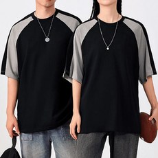 WUHU 남녀 공용 커플 아카데미 나그랑 오버핏 반팔 티셔츠