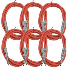 Seismic Audio SASTSX6Yellow6PK 18m6피트 TS 06cm14인치 기타 악기 또는 패치 케이블 옐로우, 6 Foot_레드, 6개