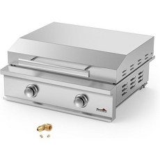 Stanbroil 28인치 프리미엄 빌트인 야외 주방 그릴용 천연 가스 그리들 BBQ 아일랜드용 뚜껑이 있는 내구성 스테인리스 스틸 2 버너 플랫 탑 그릴 34 000 BT