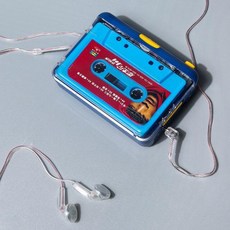 하이틴 레트로 투명 카세트테잎 플레이어 워크맨 카세트 테이프, 투명 블루 워크맨+테이프