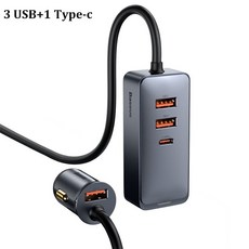 BASEUS 120W 차 충전기 USB QC 3.0 PD SAMSUNG IPHONE를위한 고속 HUAWEI 휴대용 이동 전화, 협력사, 회색, 3USB 1Type-c