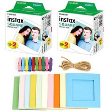 Fujifilm instax Square Instant Film (40 Exposures) + Hanging Photo Frames for Square Film Assorted Colors, 본문참고, Size = 40 Exposures