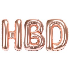 고백하는날 HBD 어린이 생일풍선 알파벳풍선 파티용품 세트, 1세트, 03.로즈골드HBD풍선세트