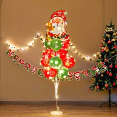 [피앤비유니티] 라이트 크리스마스 풍선꽂이 기둥세트 모음, A05) LED산타와루돌프, 1세트