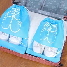 휴대용 드로스트링 방수 신발 커버 방진 보관 가방 여행 포장 파우치 다기능 여행 정리함 가방 파우치, 1개, 1개입, Sky Blue