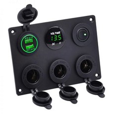 자동차 충전기 고속 시거잭 멀티 패널 담배 라이터 플러그 소켓 전원 콘센트 12V 4.2A 듀얼 USB 충전기 LED 전압계 토글 스위치 자동차 해양 RV용, green, 그린, 1개