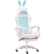 PC방 컴퓨터의자 여자 가성비게이밍의자 BJ개인방송 비제이라이브 여캠 분홍 핑크 컴의자, G. 스노우블루 + 발판 + 나일론 발