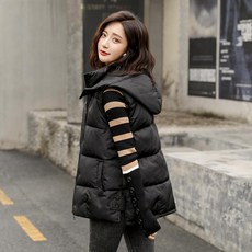 여성경량패딩조끼 롱패딩 손담비 여성용 다운 코튼 조끼 크롭 2020 가을 면