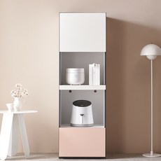 광폭 600빌트인 멀티렌지대 주방수납장 비스포크 오브제 냉장고장 홈카페 키큰 팬트리장, 크림화이트+로투스핑크