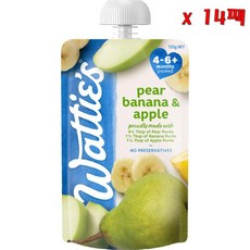 Watties 와티스 포 베이비 페어 바나나 앤 애플 4 6개월이상 퓨레 120g 14팩, 14개