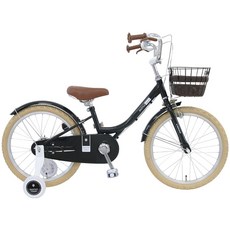 [삼천리자전거/하운드] 시애틀 클래식 18인치 어린이 아동용 보조바퀴 자전거 바구니 107cm 이상 5세부터, 완전조립, 블랙