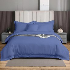 EBeddy Linens 800수 울트라 실키 소프트 이집트 면 오버사이즈 킹 3048x2489cm120x98인치 사이즈 3피스 이불 커버 숨겨진 지퍼 클로저 및 코너 타이 내구성, 03 - Lake Blue