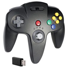 사푼 클래식 N64 컨트롤러 유선 USB PC 게임 패드 조이스틱 비트 스틱 조이 Windows MAC Linux 라즈베리 파이 3 세가 제네시스 하이건 그레이, Wireless Black, 1개