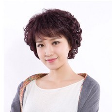 여자가발 리얼머리카락 가발 여성 중년 어머니 스타일리쉬 얼굴보정, T02-다크브라운+머리망 빗, 기본
