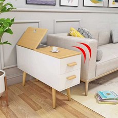 사이드 테이블 소파옆 캐비닛 거실 코너 좁은 틈새 협탁, 100x30x60cm 흰색+나무