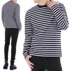 메종키츠네 20FW FU00115KJ0044 네이비 스트라이프 보더 티셔츠