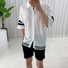 남자배색반팔가디건